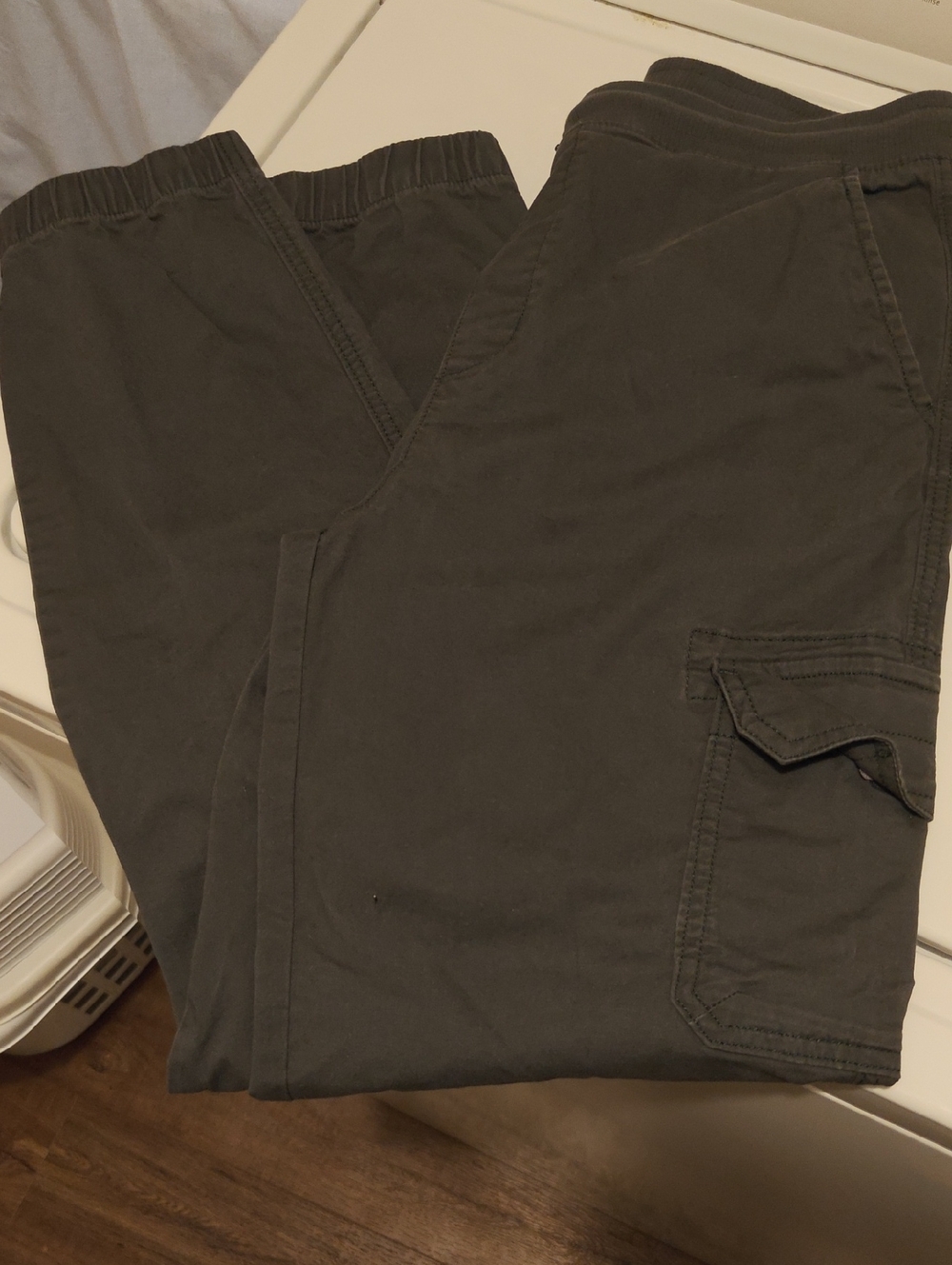 Boys Charcoal Cargo Pants with Elastic Waist